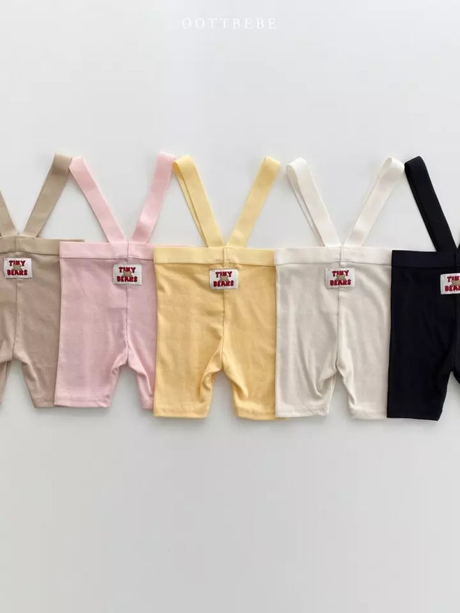 Ribbed Dungarees Leggings-Yellow