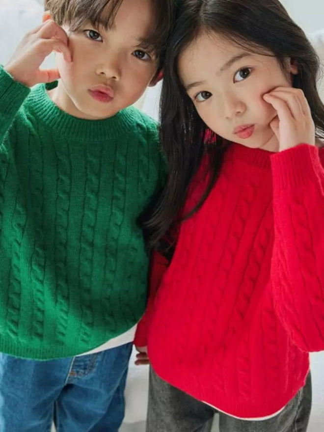 Cable Knit Tee - Red