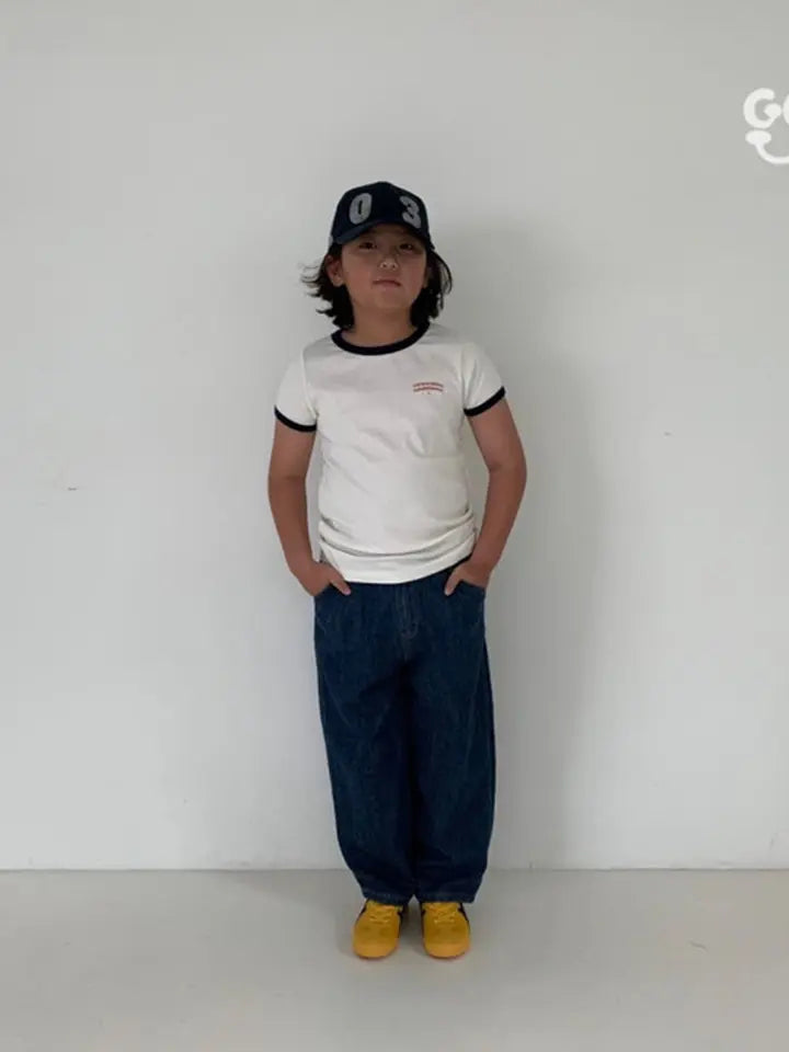 Retro Tee - Ivory/Navy