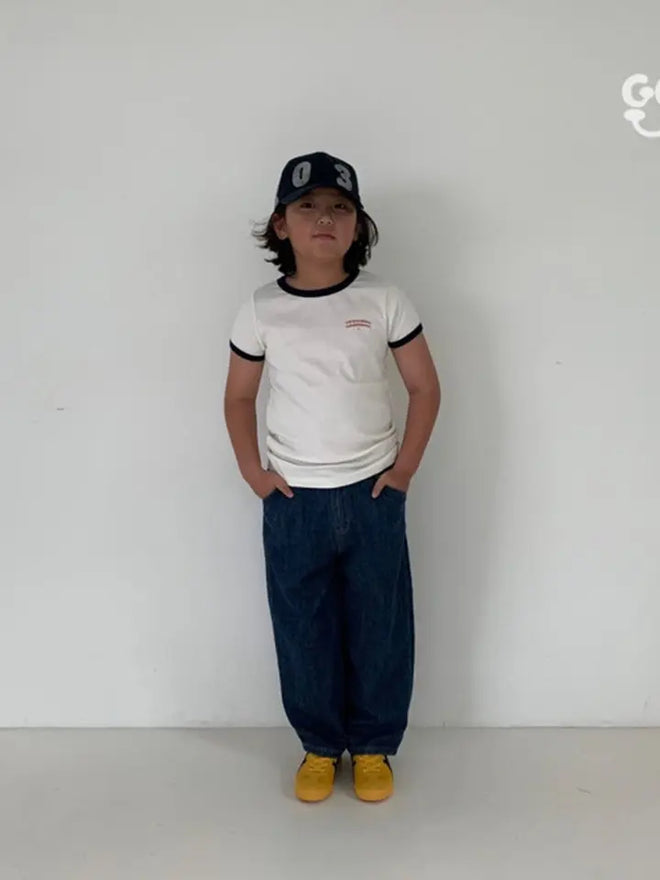 Retro Tee - Ivory/Navy