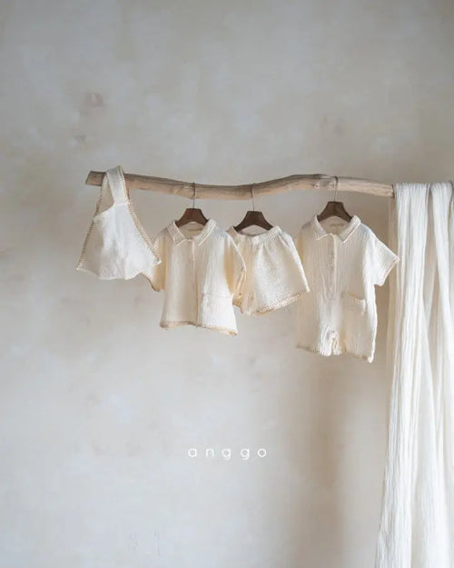 Stitch Pocket Romper - Cream