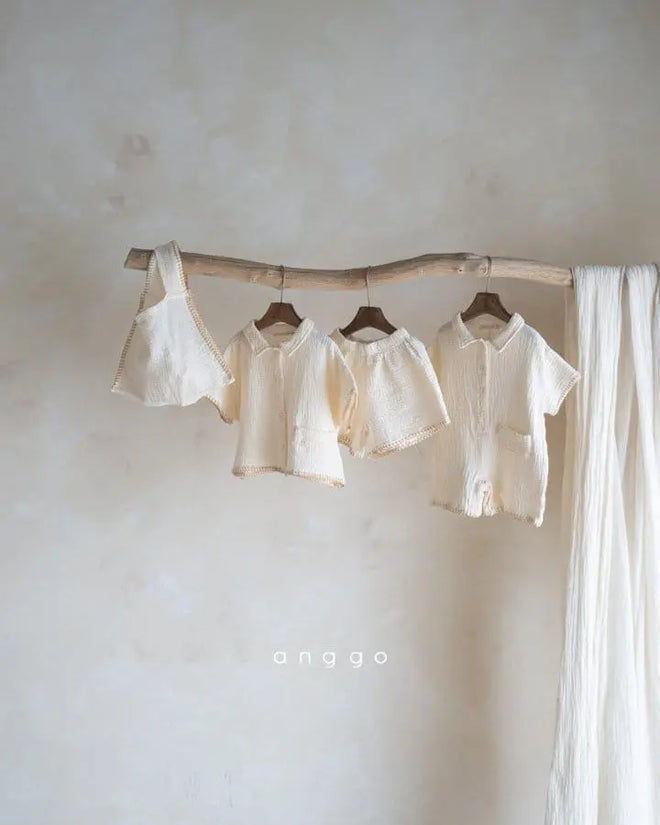 Stitch Pocket Romper - Cream