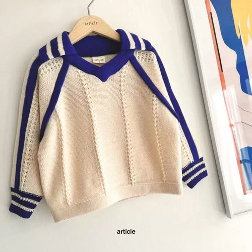 Striped Collar Knit - Blue