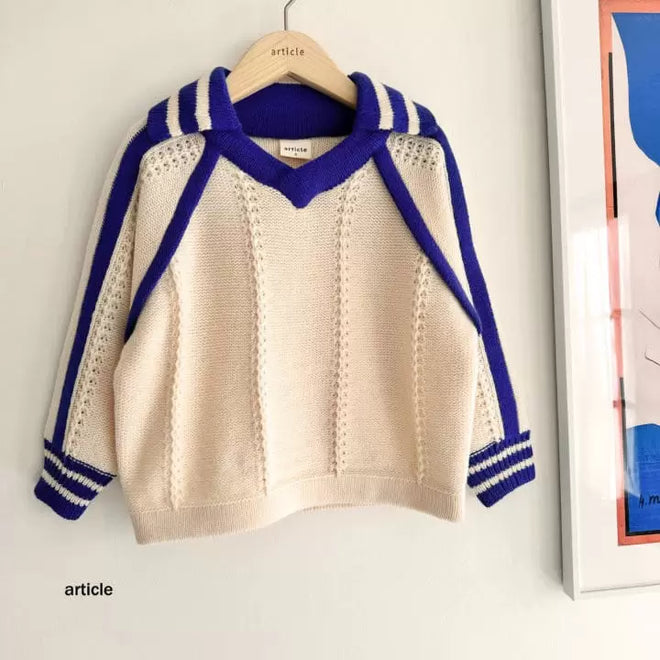Striped Collar Knit - Blue