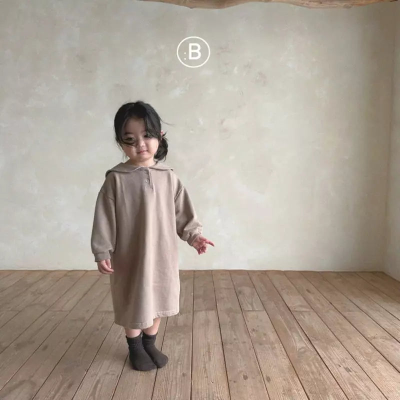 Square Collar Dress - Beige