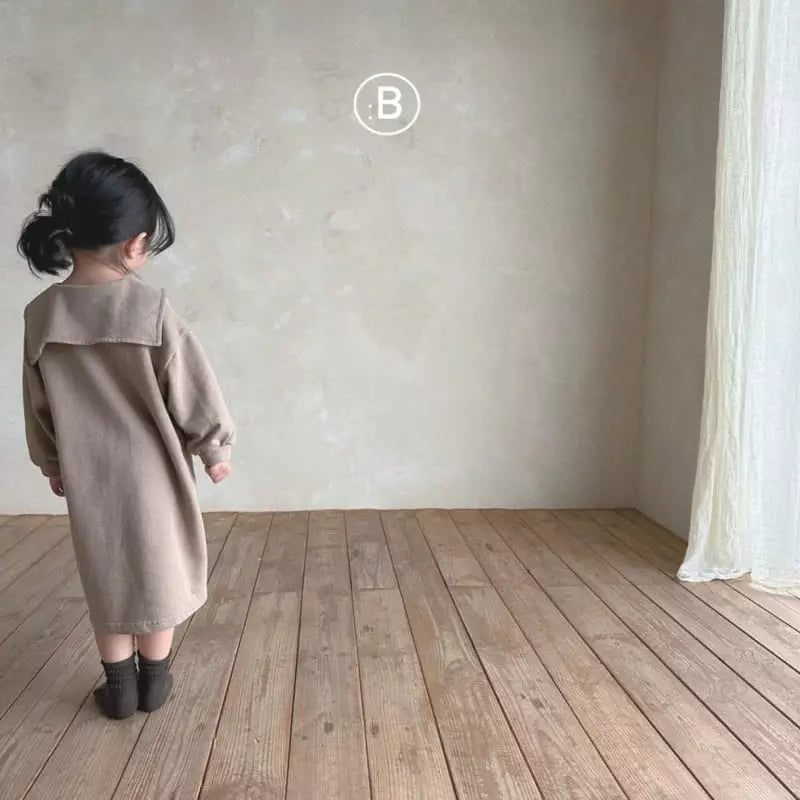 Square Collar Dress - Beige