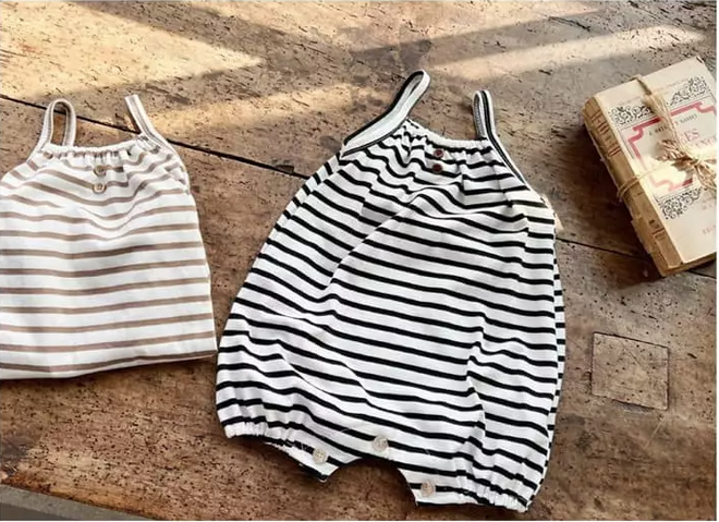 B&W Striped Sleeveless Romper