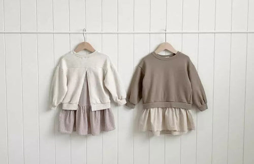 Sweatshirt Top Dress - Oatmeal