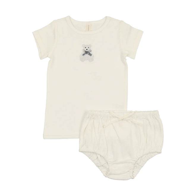 Lil Legs Embroidered Bloomer Set - Blue Bear Lil Legs Embroidered Bloomer Set - Blue Bear