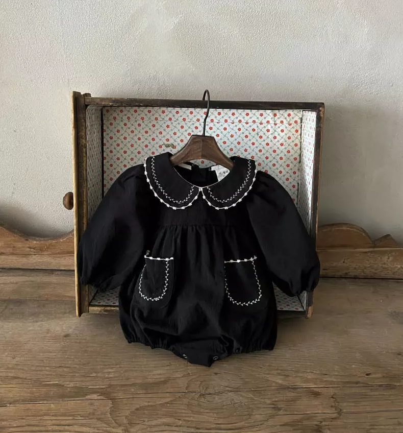 White Stitching Bodysuit - Black