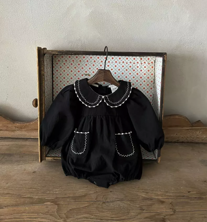 White Stitching Bodysuit - Black
