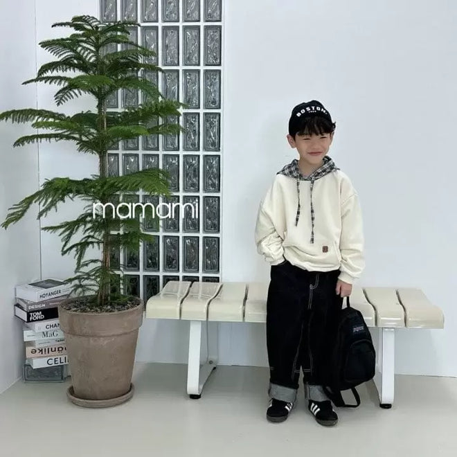 Checked Hooded Tee - Cream