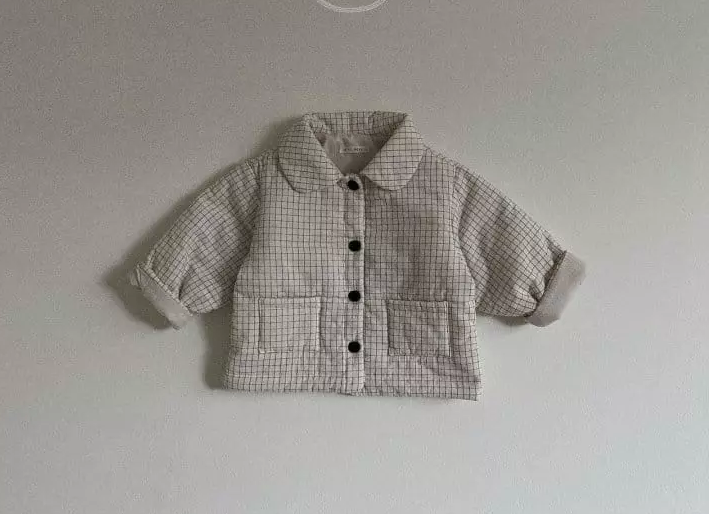Black Grid Jacket - Cream