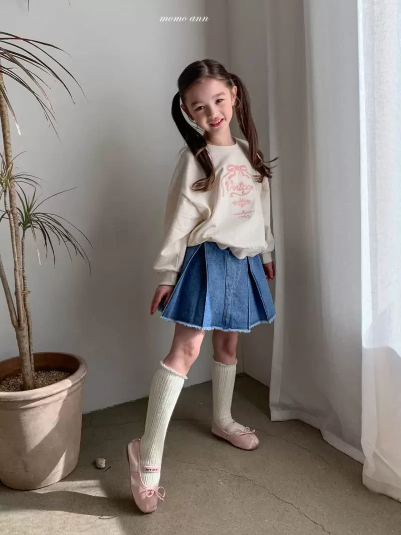 Vintage Ribbon Sweatshrit - Cream