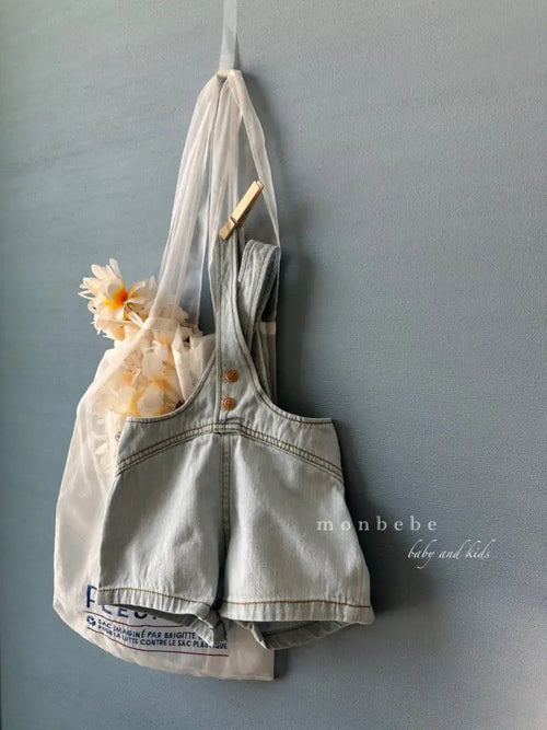 Denim Dungarees Short - Light-denim