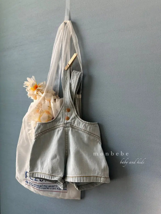 Denim Dungarees Short - Light-denim