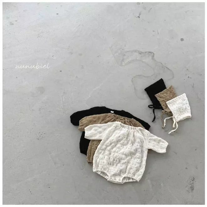 Romper Bonnet Set - Black
