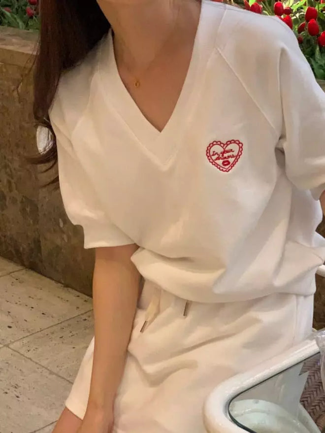 Love Short Sleeves Sweatshirt - Ivory