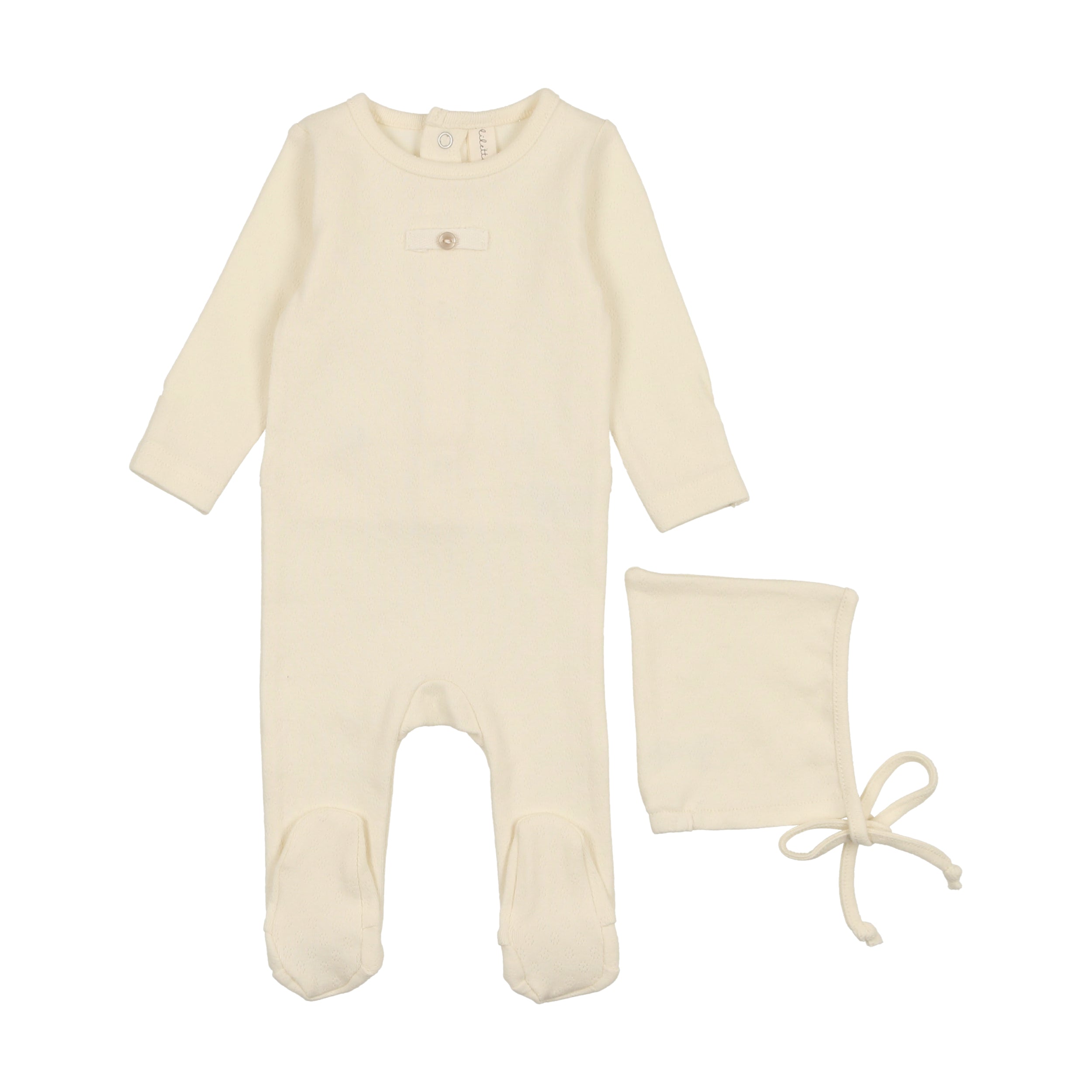Lil Legs Pointelle Circle Footie & Beanie - Ivory