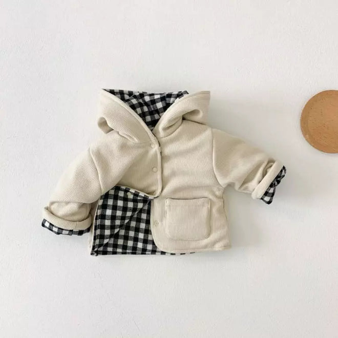 Reversible Check Corduroy Jacket - Beige