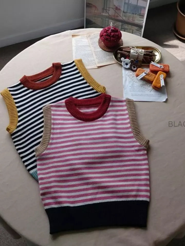 Color Striped Knit Vest