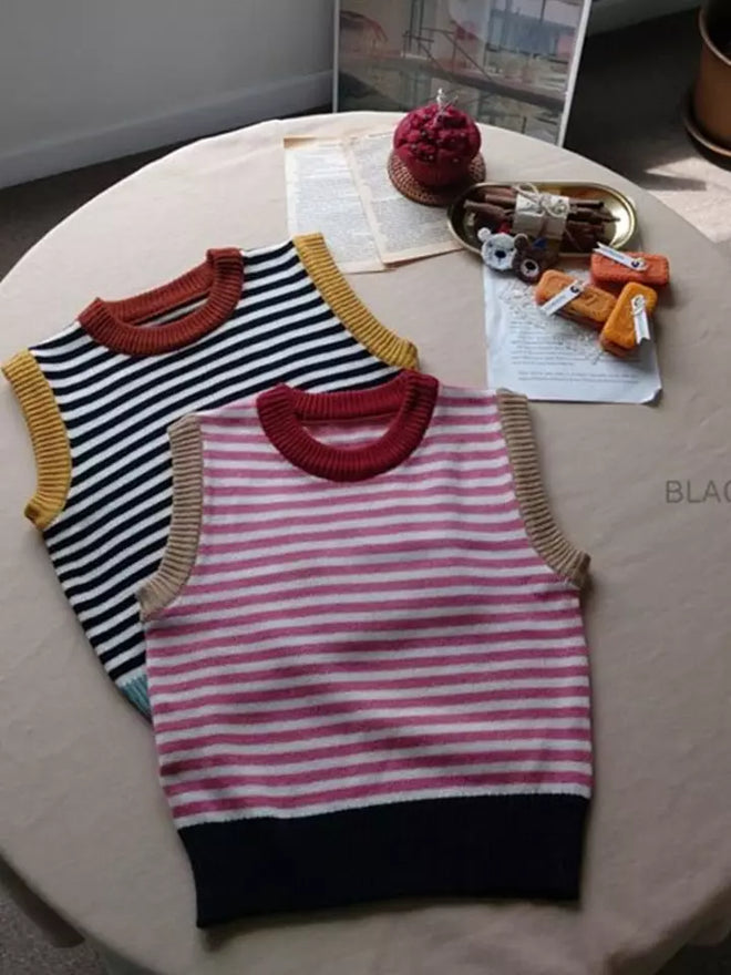 Color Striped Knit Vest