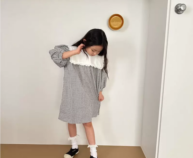 Checked Collar Dress - Check