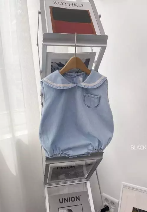 Denim Round Collar Stitched Romper
