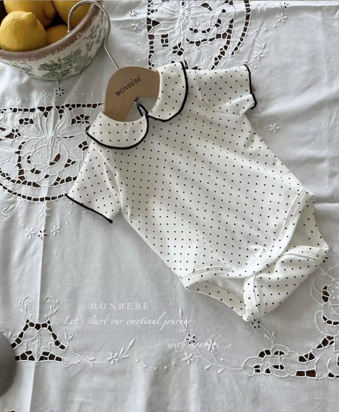Dot Print Collar Bodysuit