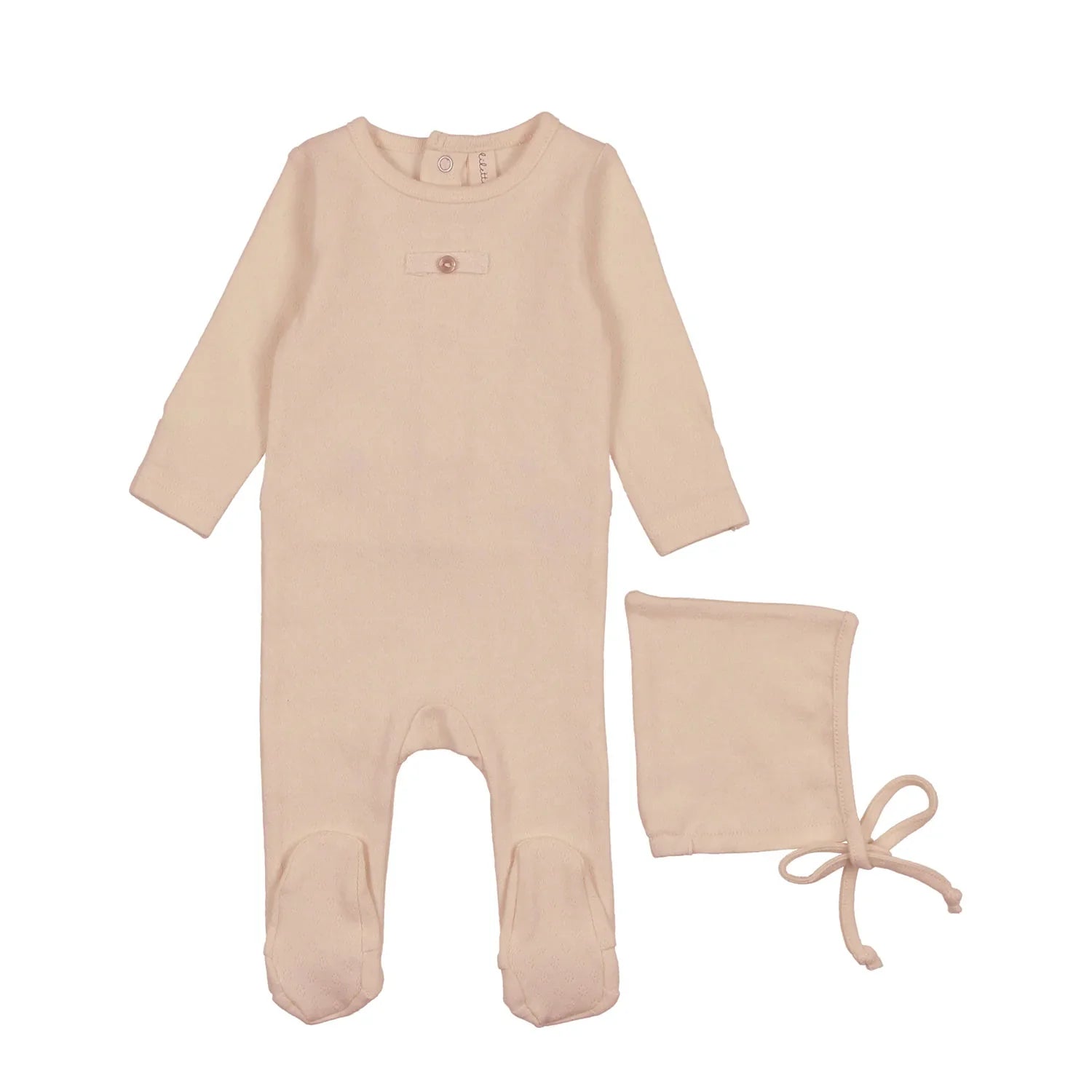 Lil Legs Pointelle Circle Footie & Beanie - Pink