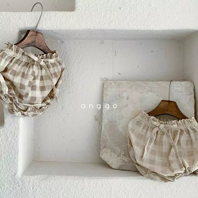 Beige and Ivory Checked Bloomer