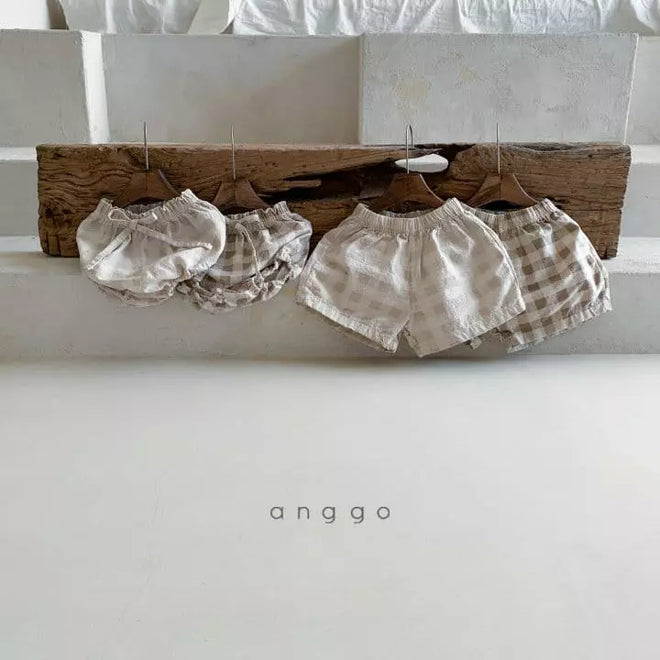 Beige and Ivory Checked Bloomer