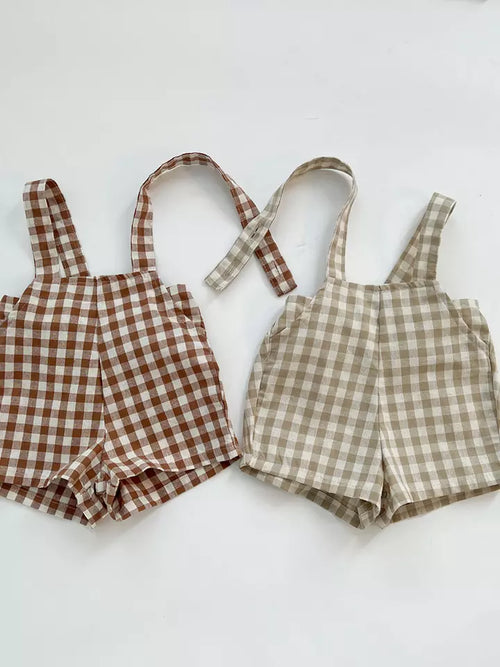 Mint Gingham Overalls