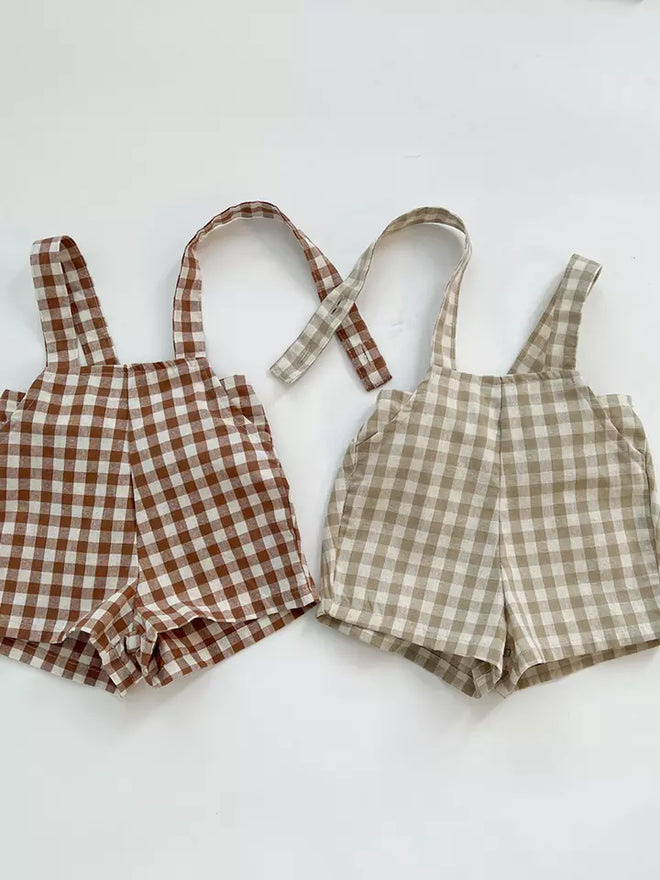 Mint Gingham Overalls