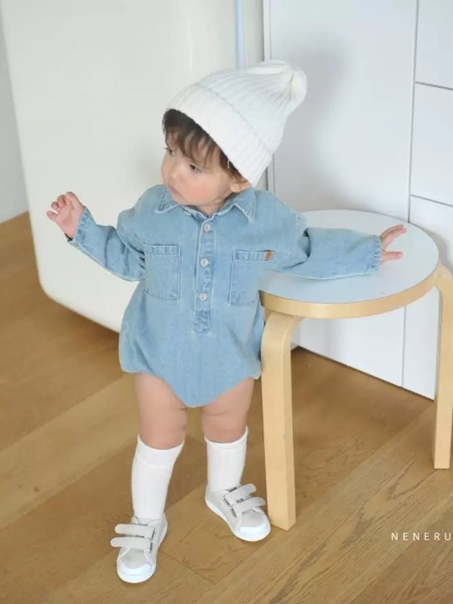 Collar Denim Bodysuit