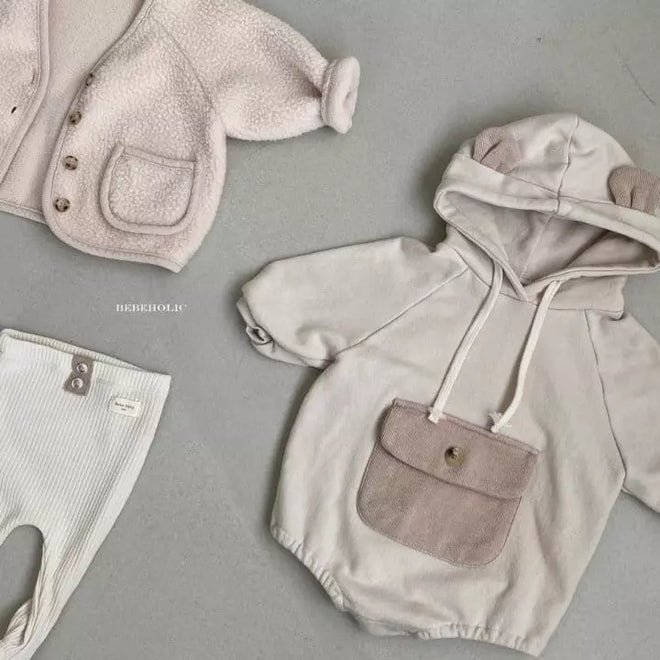 Ivory Hooded Sweatshirt Romper