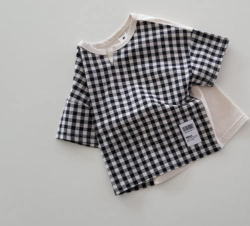 Black Check Short Sleave
