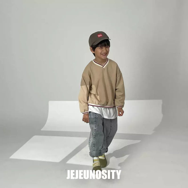 Beige V Neck Sweat