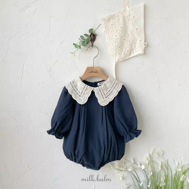 Navy Lace Collar Bodysuit