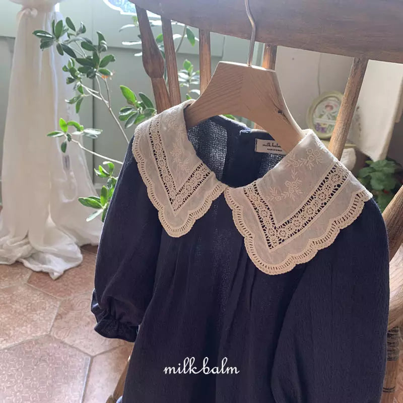 Navy Lace Collar Dress