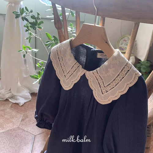 Navy Lace Collar Dress