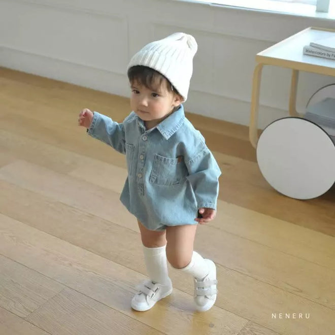 Collar Denim Bodysuit