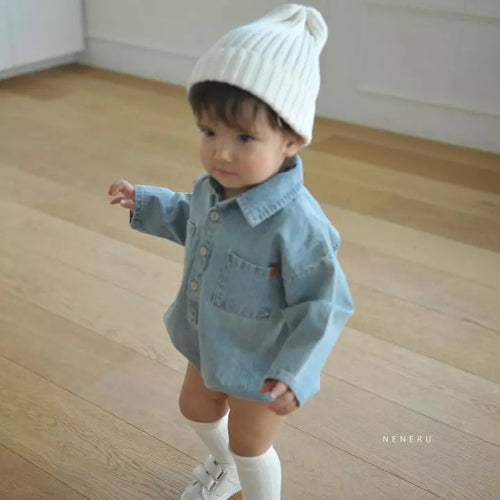 Collar Denim Bodysuit