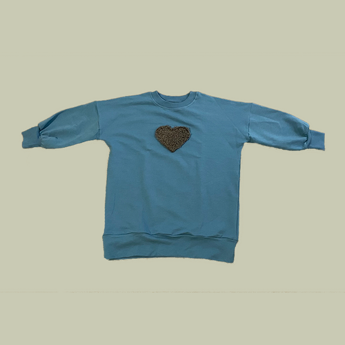 Maybe4Baby Girls Heart Sweat Dress Blue (Follow size chart below)