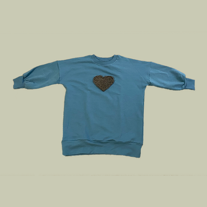 Maybe4Baby Girls Heart Sweat Dress Blue (Follow size chart below)