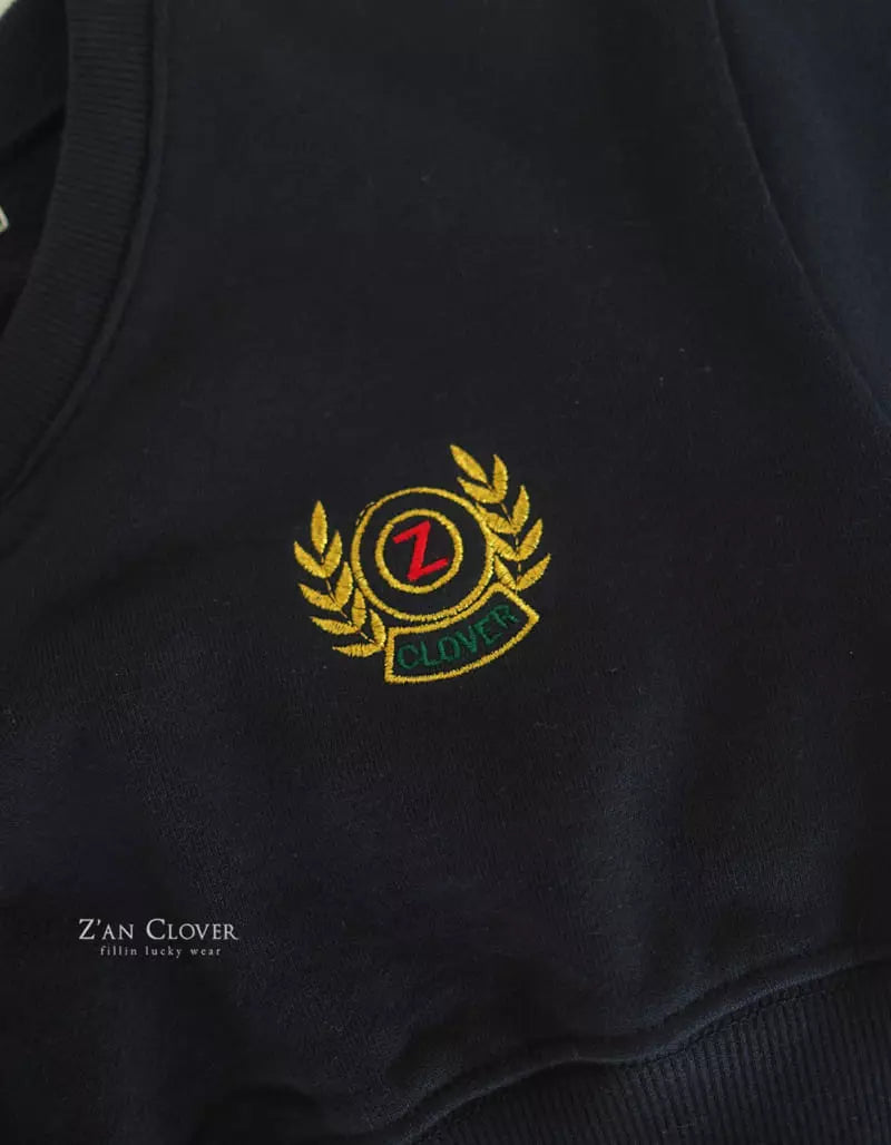 V Navy Emblem Cropped Sweat Top