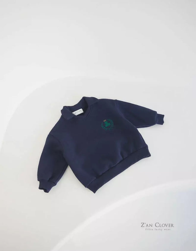 Z'an Clover Navy Collar Sweat