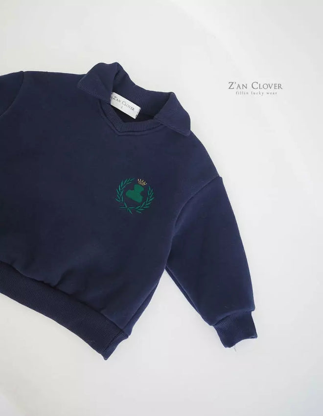 Z'an Clover Navy Collar Sweat
