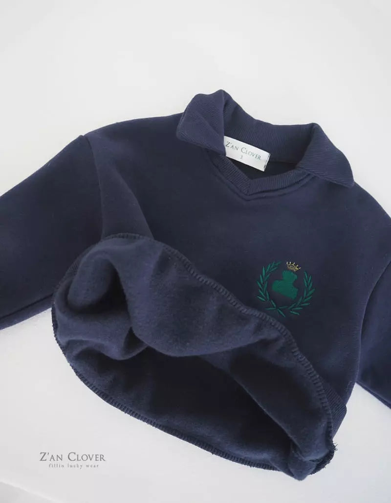 Z'an Clover Navy Collar Sweat