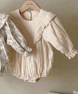 Monbebe cream long sleeve ruffle romper